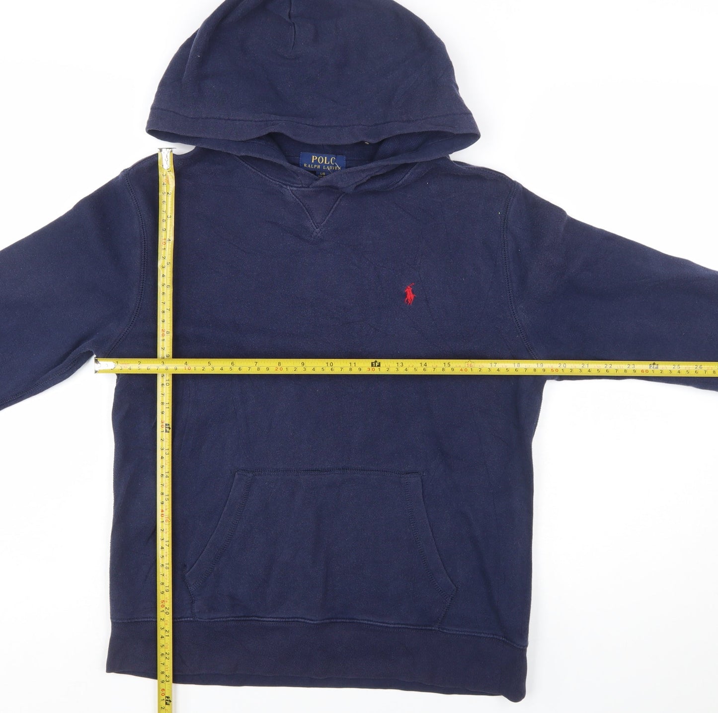 Polo Ralph Lauren Boys Navy Blue Pullover Hoodie Size 14-16 Cotton Blend