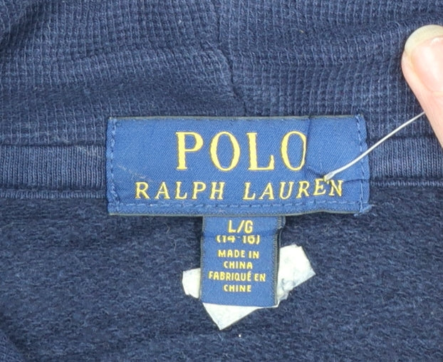 Polo Ralph Lauren Boys Navy Blue Pullover Hoodie Size 14-16 Cotton Blend