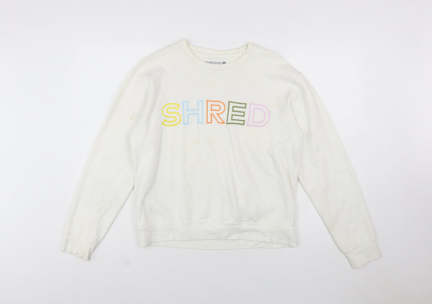 Shred415 Women's Ivory Pullover Sweatshirt Small Cotton Blend