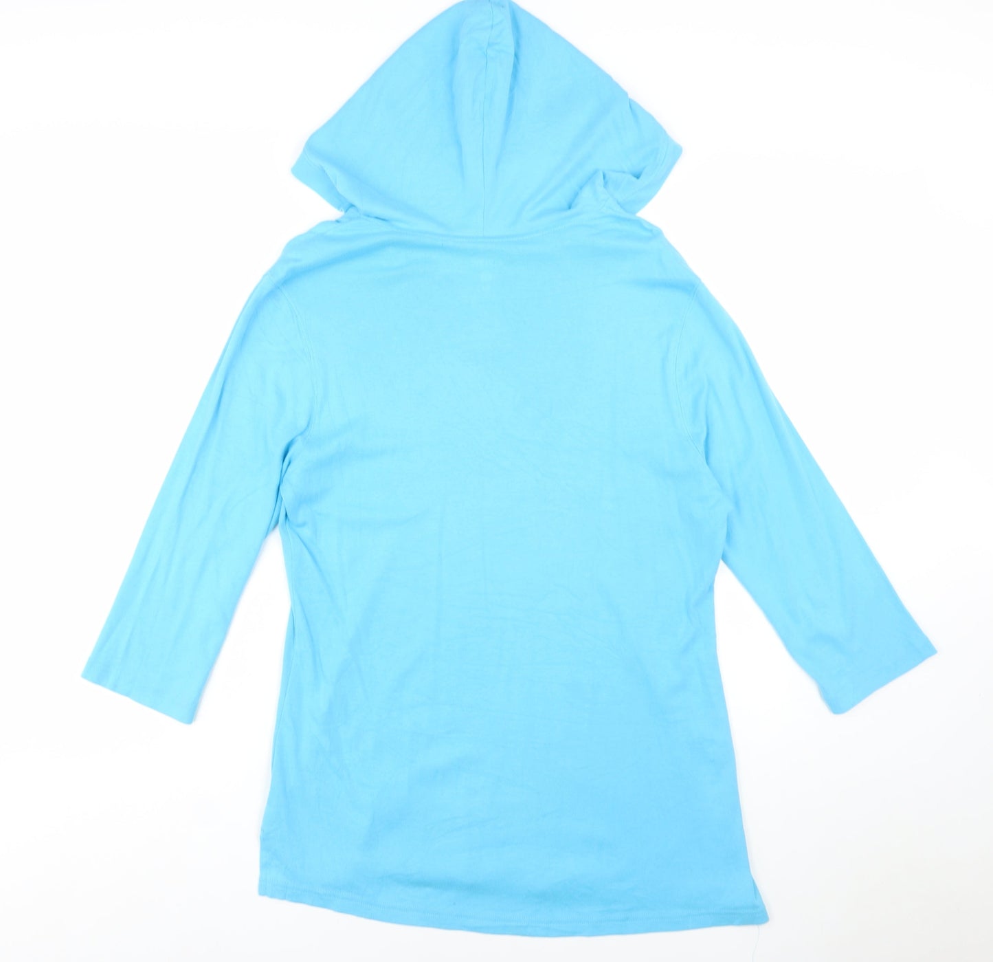 Hanes Women Blue Cotton V-Neck Pullover Hoodie L
