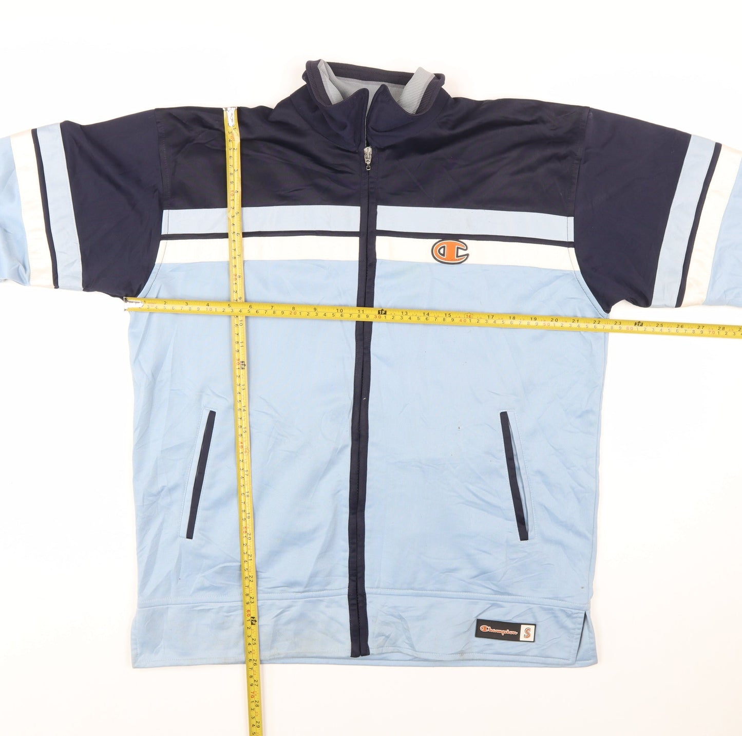 Champion Men's Blue Full Zip Retro Sports Sweatshirt Size S