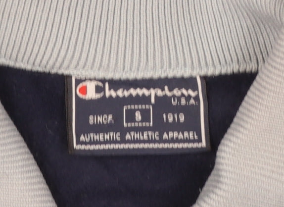 Champion Men's Blue Full Zip Retro Sports Sweatshirt Size S