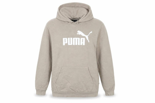 Puma Men's Beige Pullover Hoodie Medium Logo Fleece Sweatshirt