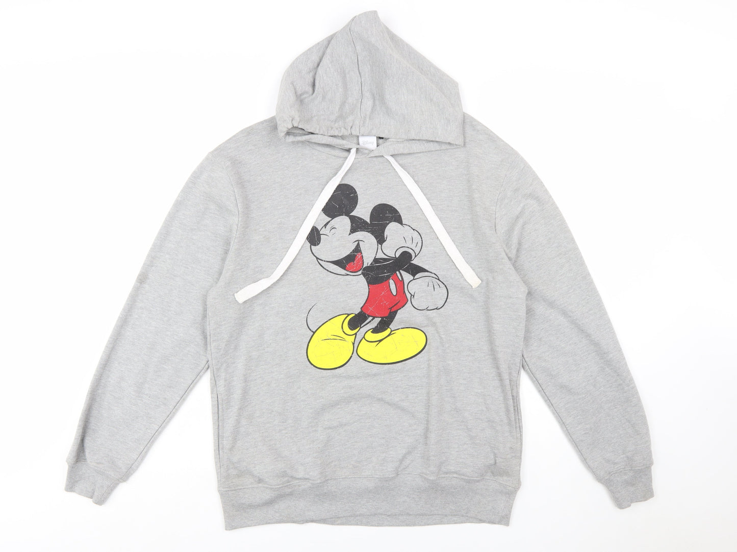 Disney Women Grey Mickey Mouse Pullover Hoodie Size L