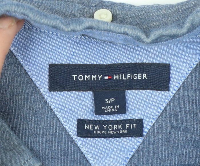 Tommy Hilfiger Men's Blue Button-Down Chambray Shirt Size S Slim Fit