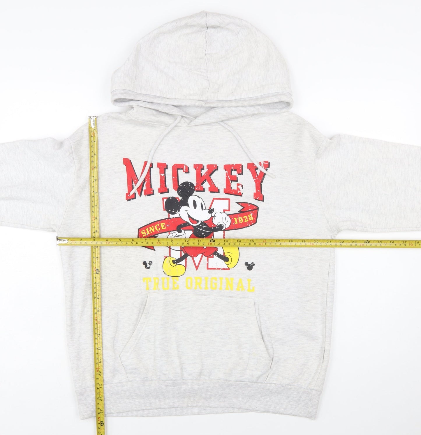 Disney Women’s Grey Mickey Mouse Hoodie Size S Pullover Sweatshirt