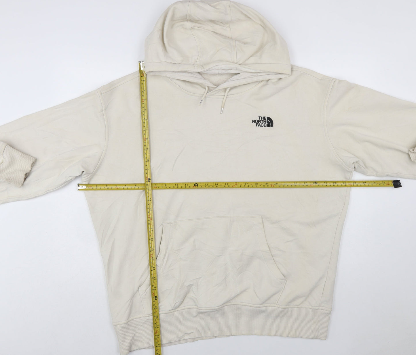 The North Face Men's Beige Pullover Hoodie XL Unisex Cotton Fleece