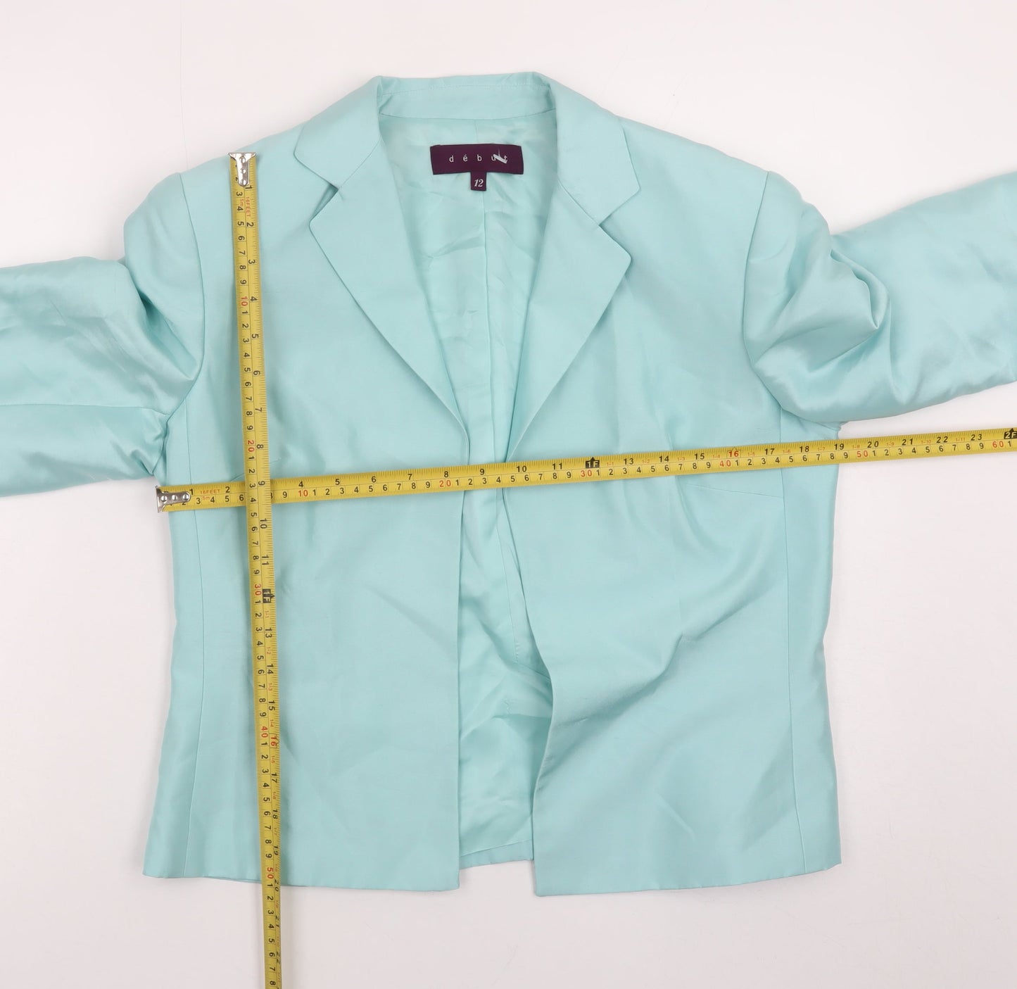 Début Women's Blue Silk Lined Blazer Jacket Size 12