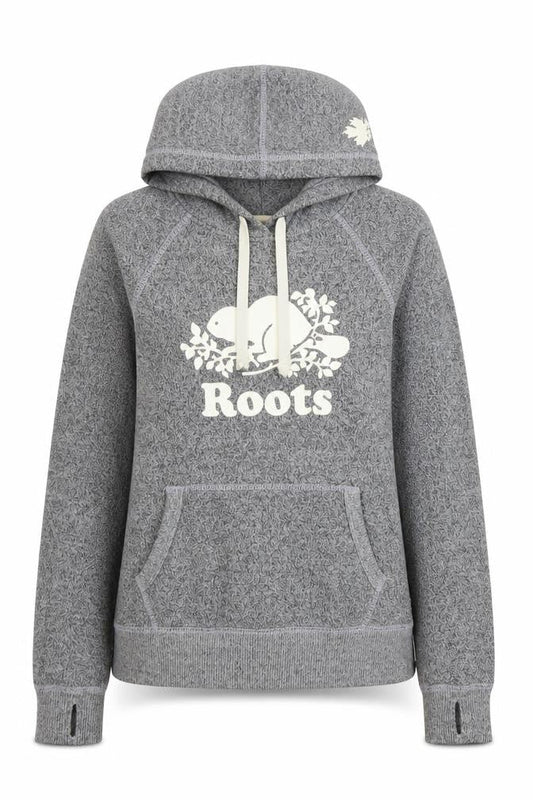 Roots Women's Grey Pullover Hoodie XXS Cotton Blend Logo Design