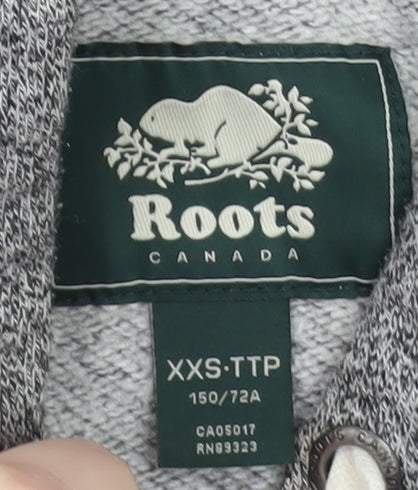 Roots Women's Grey Pullover Hoodie XXS Cotton Blend Logo Design