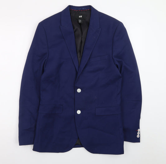 H&M Women's Blue Single-Breasted Blazer Size 18 Tailored Workwear Jacket