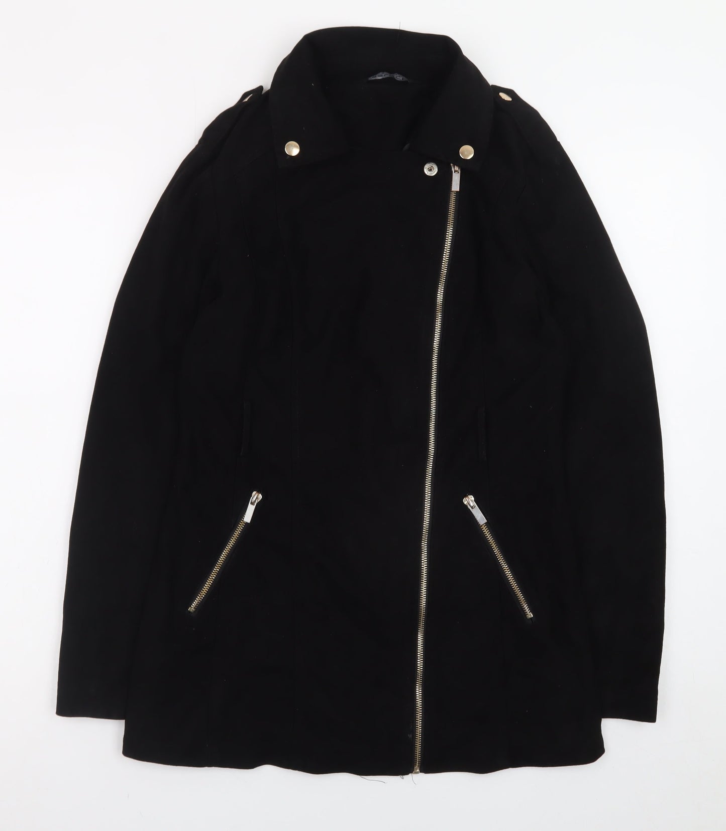 Select Womens Black Suede Biker Jacket Size 8 Mid-Length
