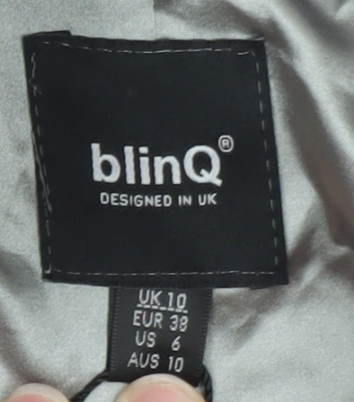 BlinQ Women’s Silver Sequin Single-Breasted Blazer UK 10 Party Jacket