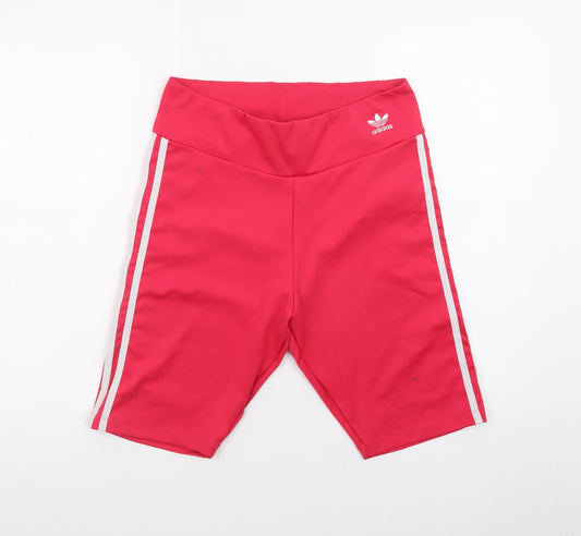 adidas Womens Pink Biker Shorts Size 16 Slim Fit Stretch Activewear