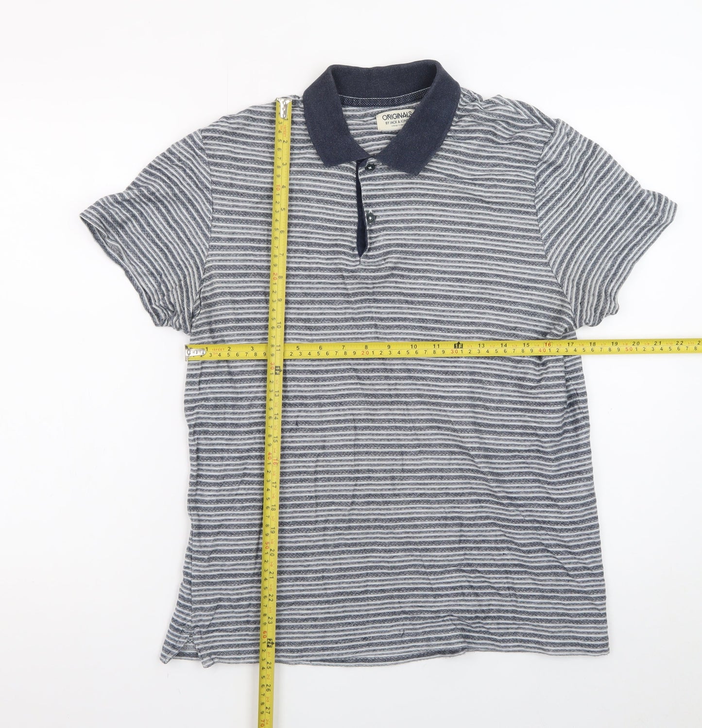 Jack & Jones Originals Men's Blue Striped Polo Shirt XL