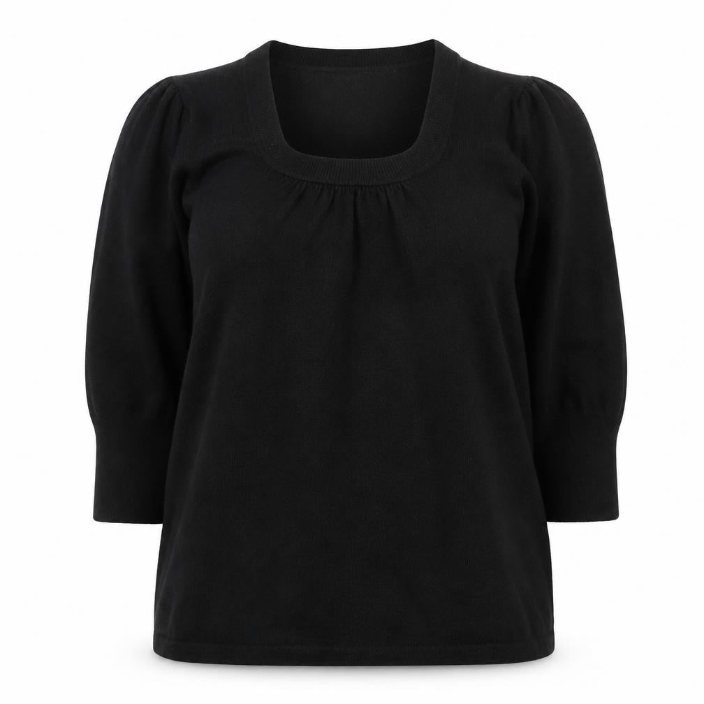 New Look Women Black Size 14 3/4 Sleeve Scoop Neck Knit Jumper