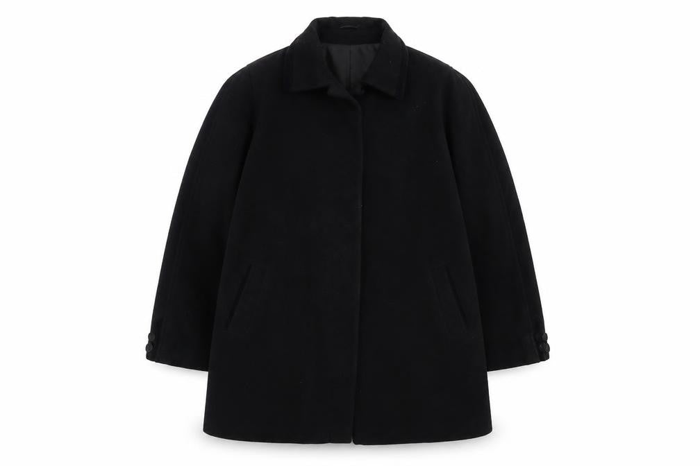 David Barry Men's Black Wool Blend Overcoat Size 44 Regular Fit