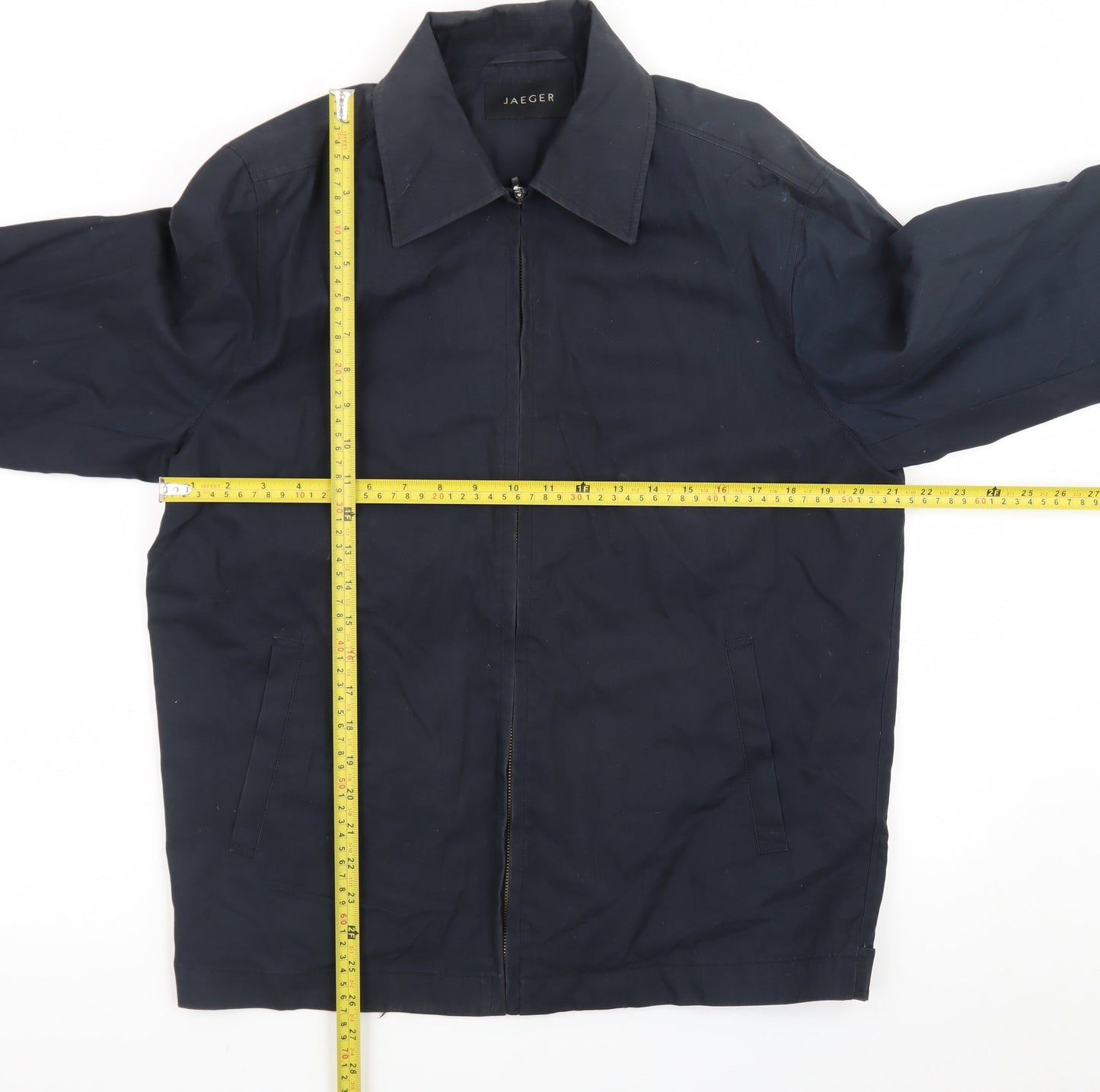 Jaeger Men's Blue Small Cotton Polyester Zip Jacket