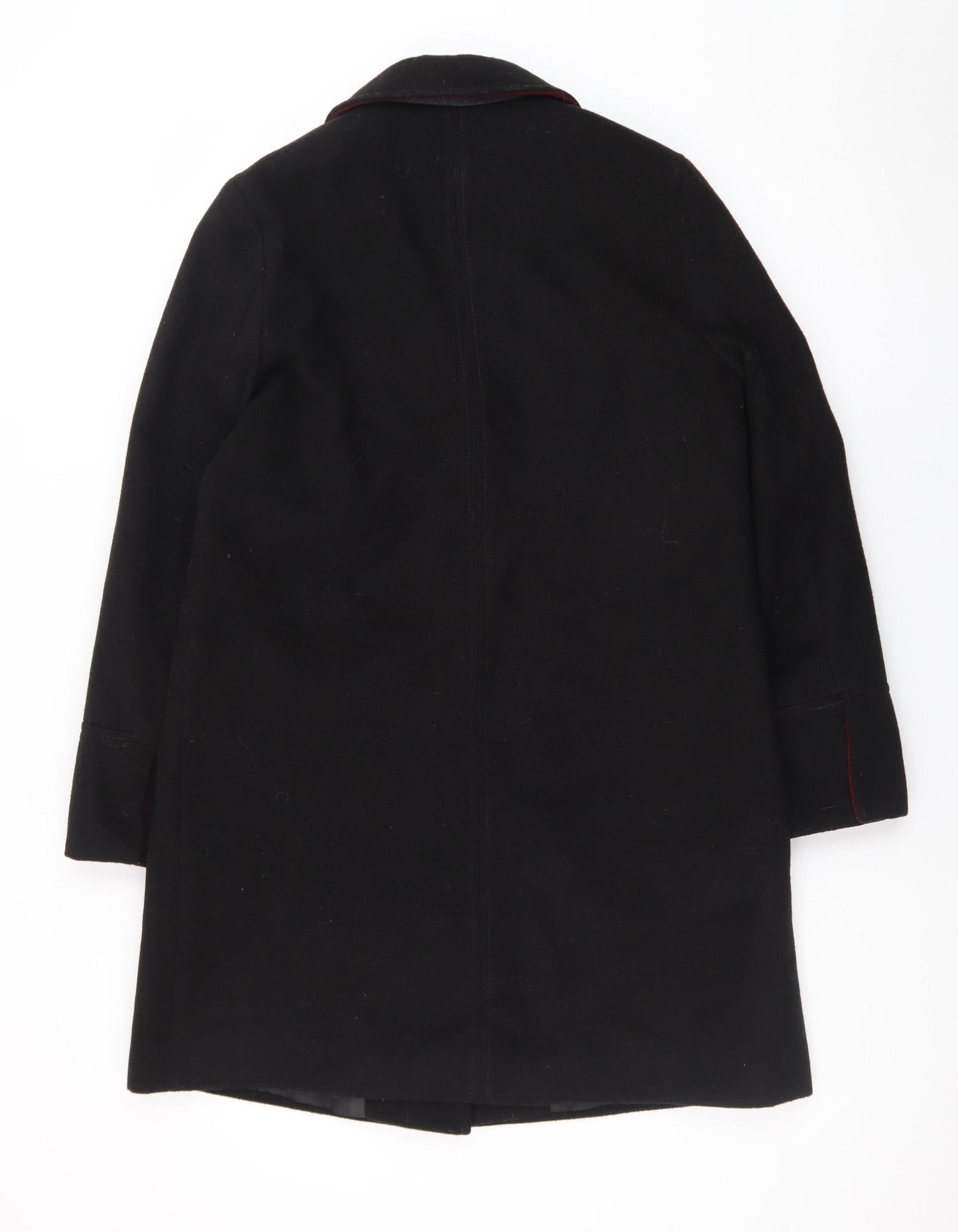 Topshop Women's Black Wool Blend Mid-Length Overcoat UK 8