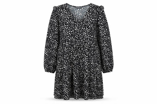 Primark Women's Black Animal Print Skater Dress Size 12