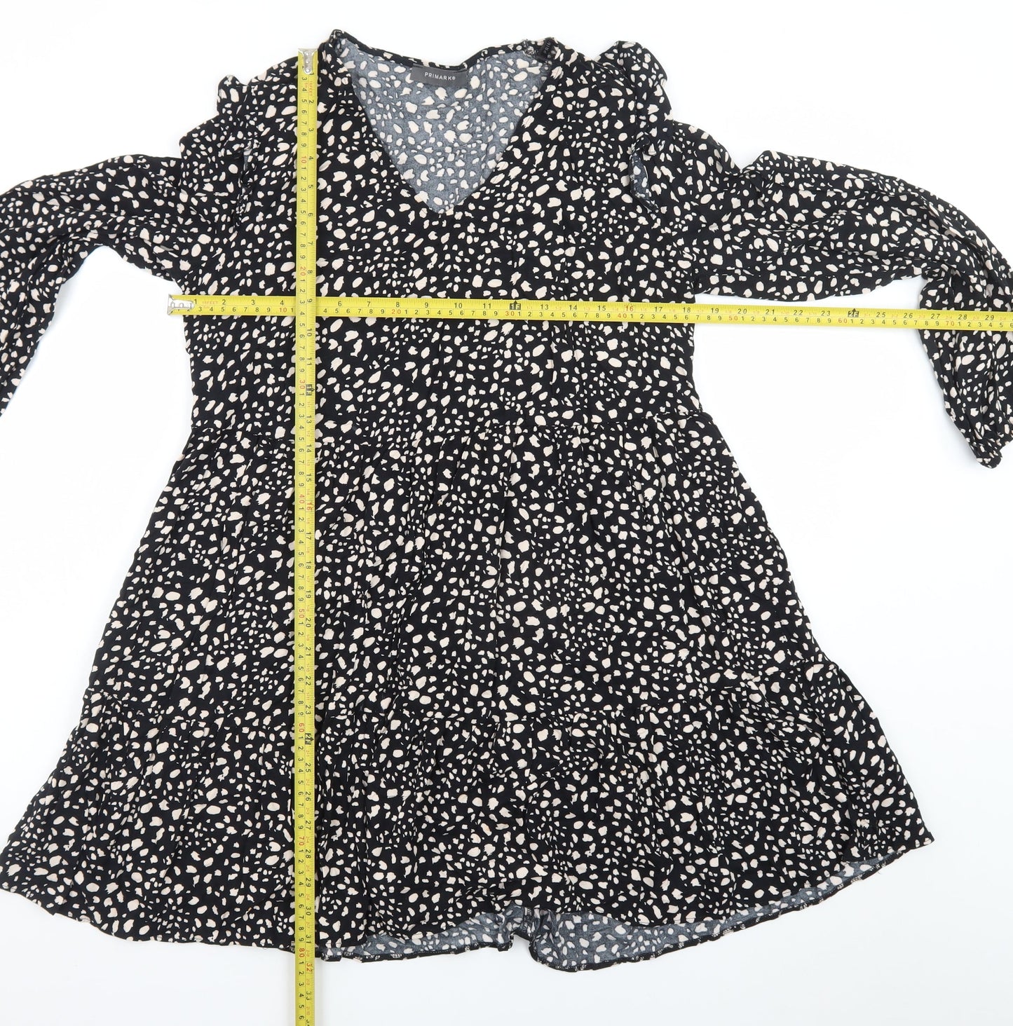 Primark Women's Black Animal Print Skater Dress Size 12