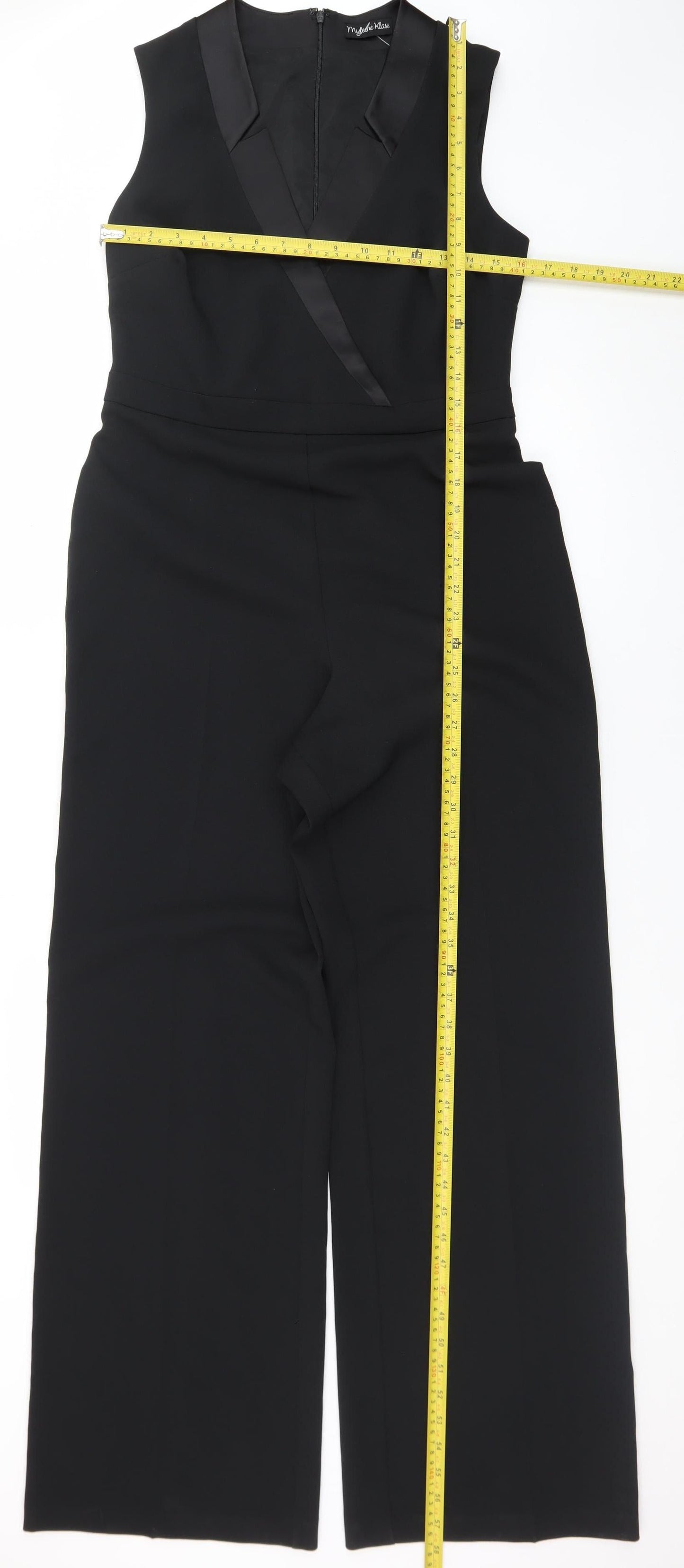 Myleene Klass Women's Black Sleeveless Wide-Leg Jumpsuit UK 12