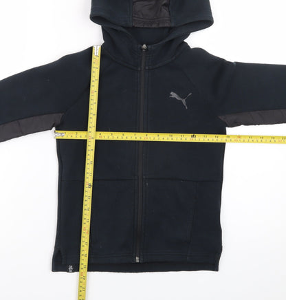 Back view of Puma boys’ black full zip fleece hoodie 7-8 years