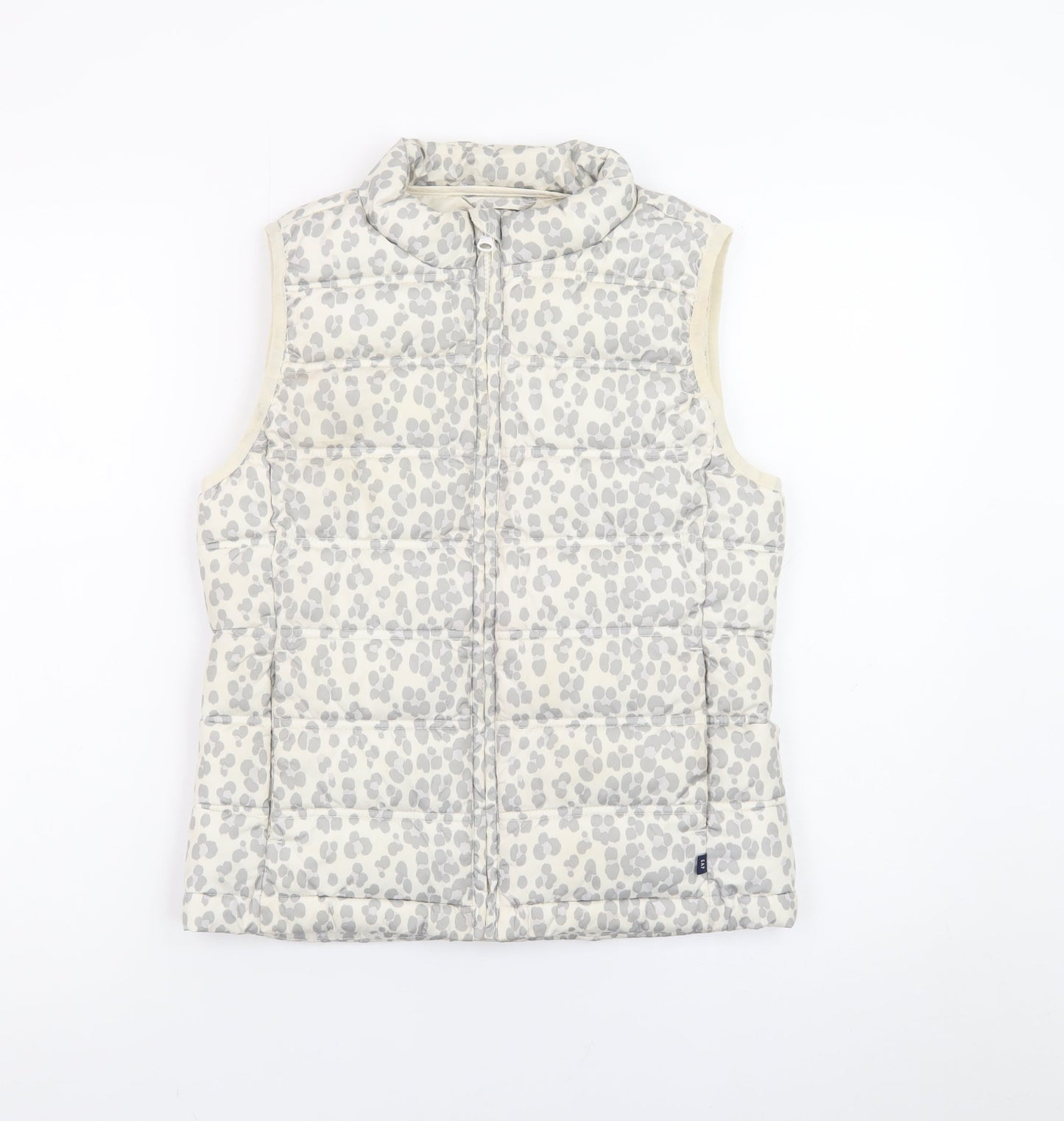 GAP Kids Girls Ivory Animal Print Puffer Gilet 2XL Water Resistant