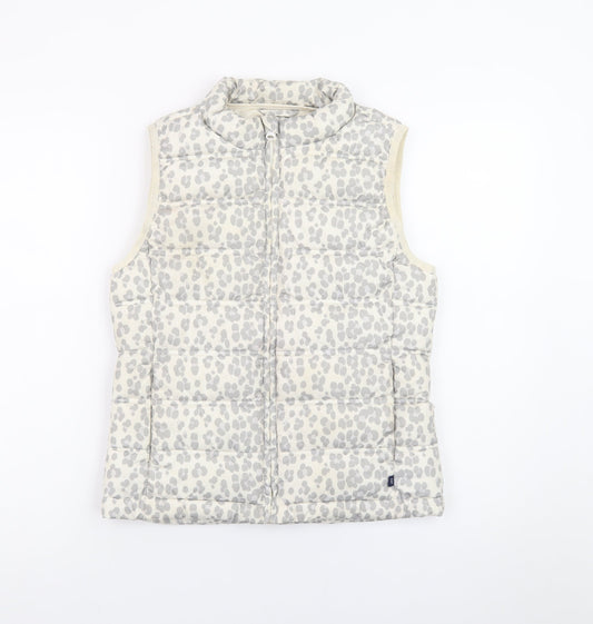 GAP Kids Girls Ivory Animal Print Puffer Gilet 2XL Water Resistant