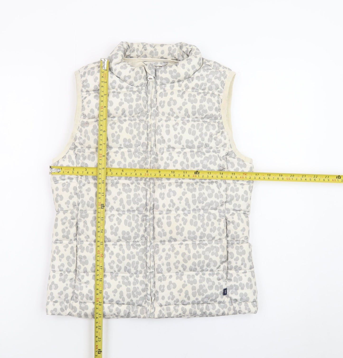 GAP Kids Girls Ivory Animal Print Puffer Gilet 2XL Water Resistant