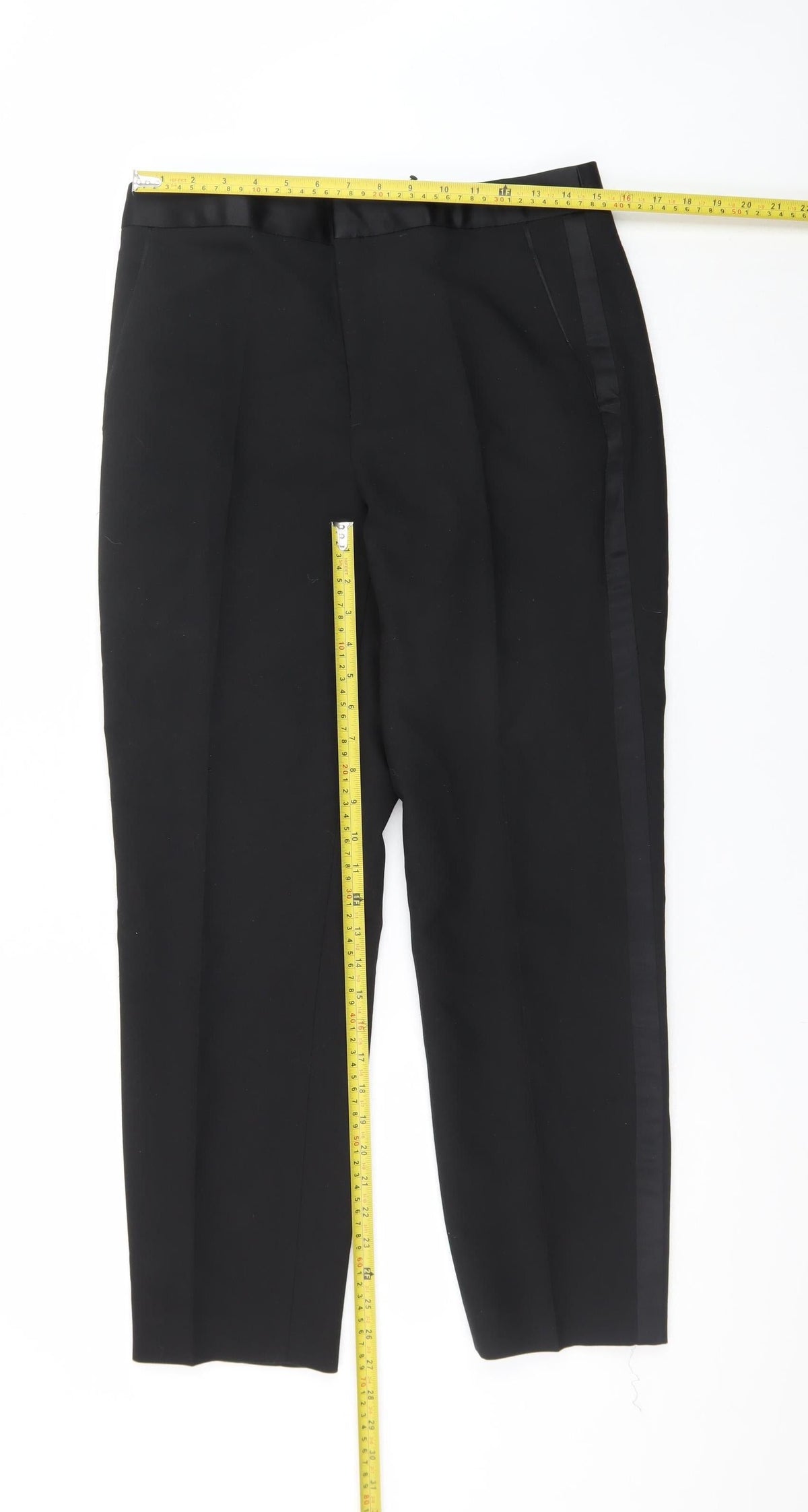 Zara Womens Black Slim Fit Satin Trim Dress Pants Size L