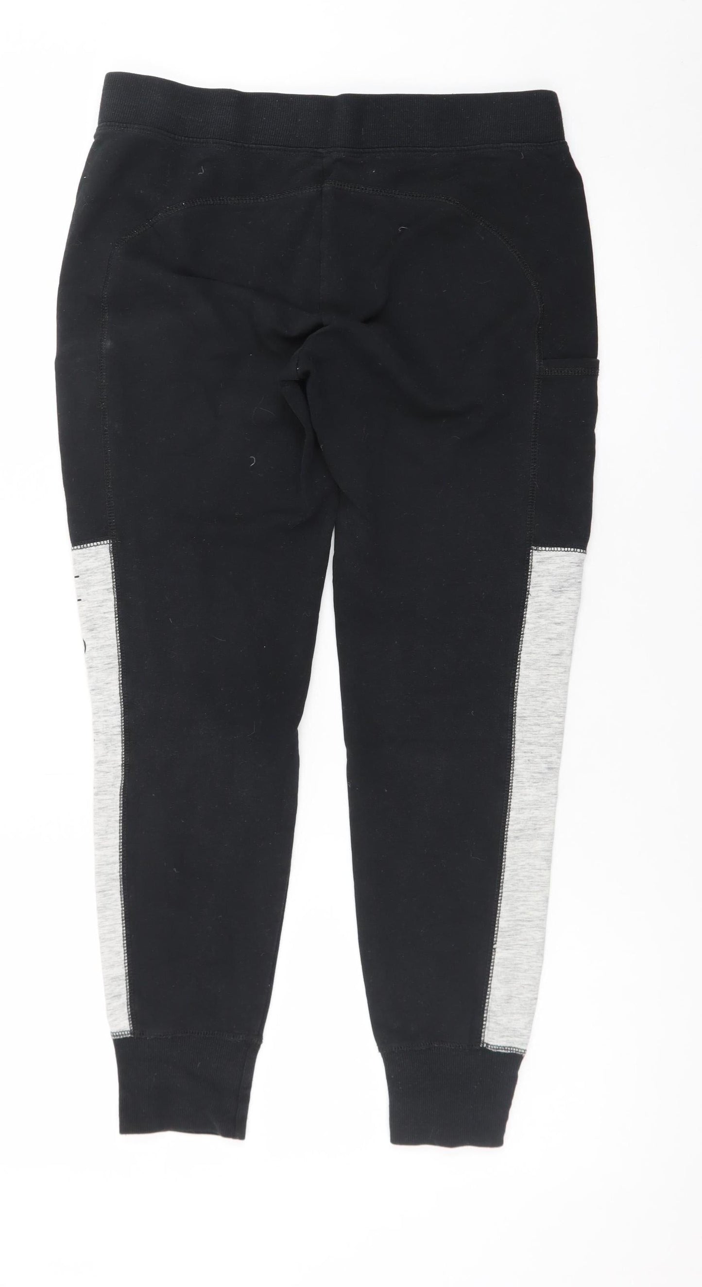 Hollister Mens Black Jogger Trousers M Elastic Waist Logo Fleece
