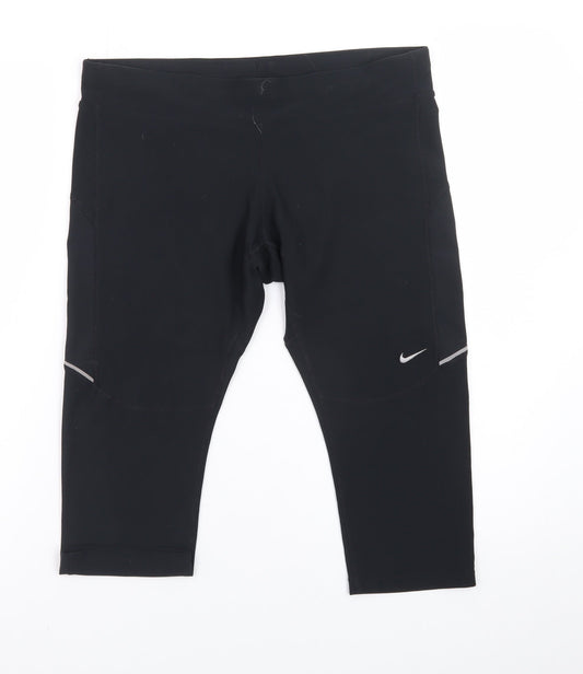 Nike Women's Black Dri-Fit Capri Leggings Size L Stretch Running