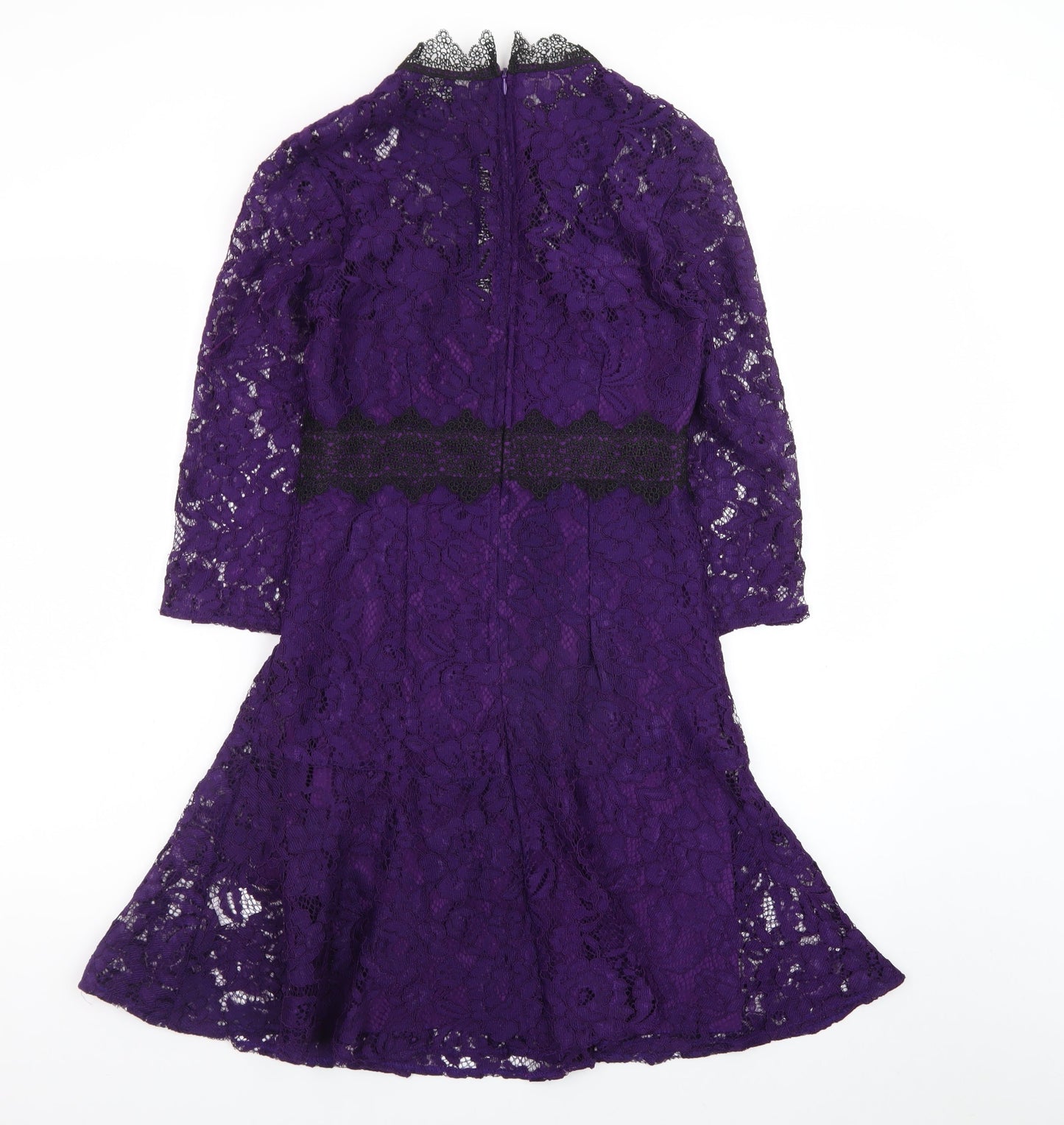 Little Mistress Women's Purple Lace Fit & Flare Dress UK 6 Petite