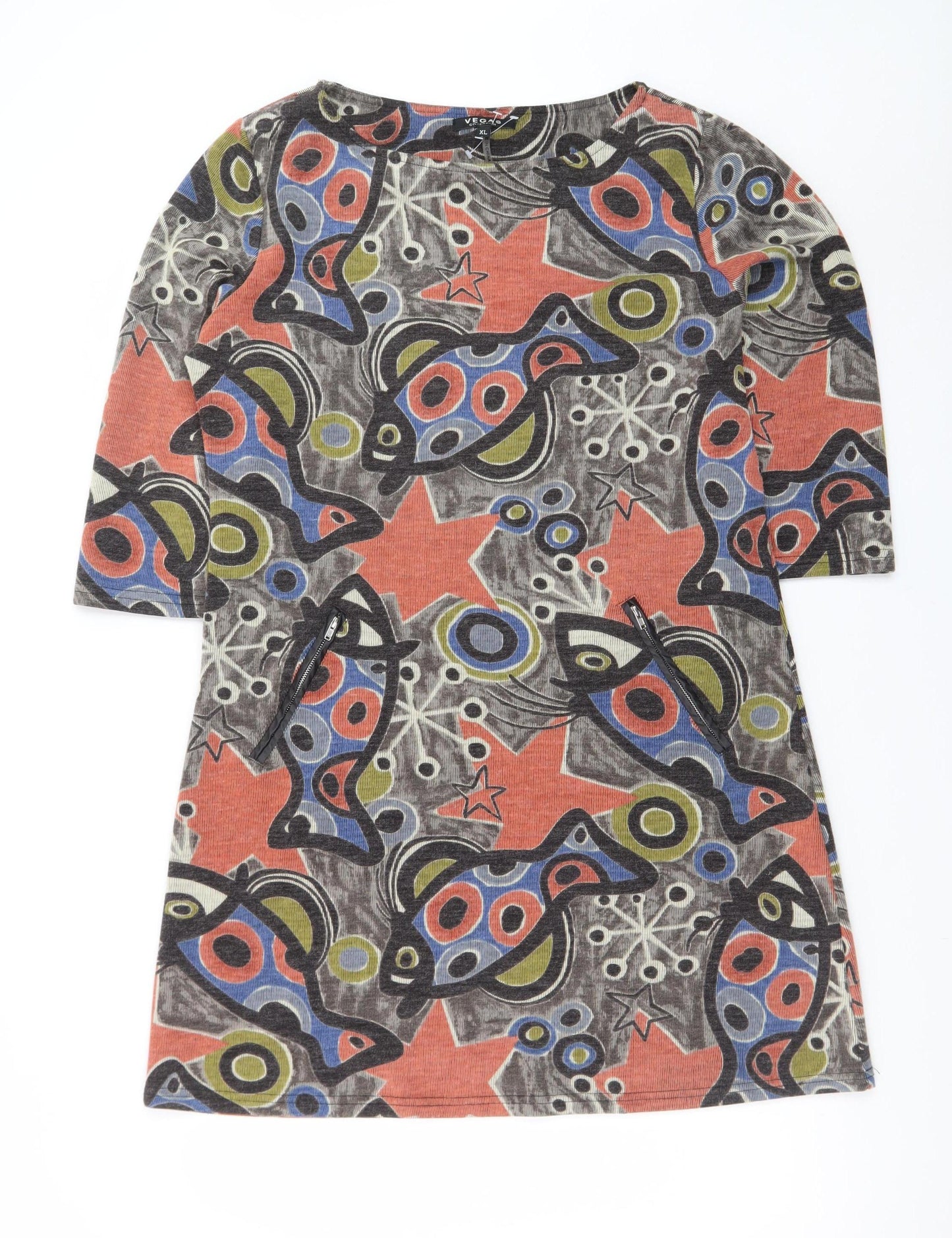 Vegas Collection Women Multicoloured XL Shift Dress Retro Print