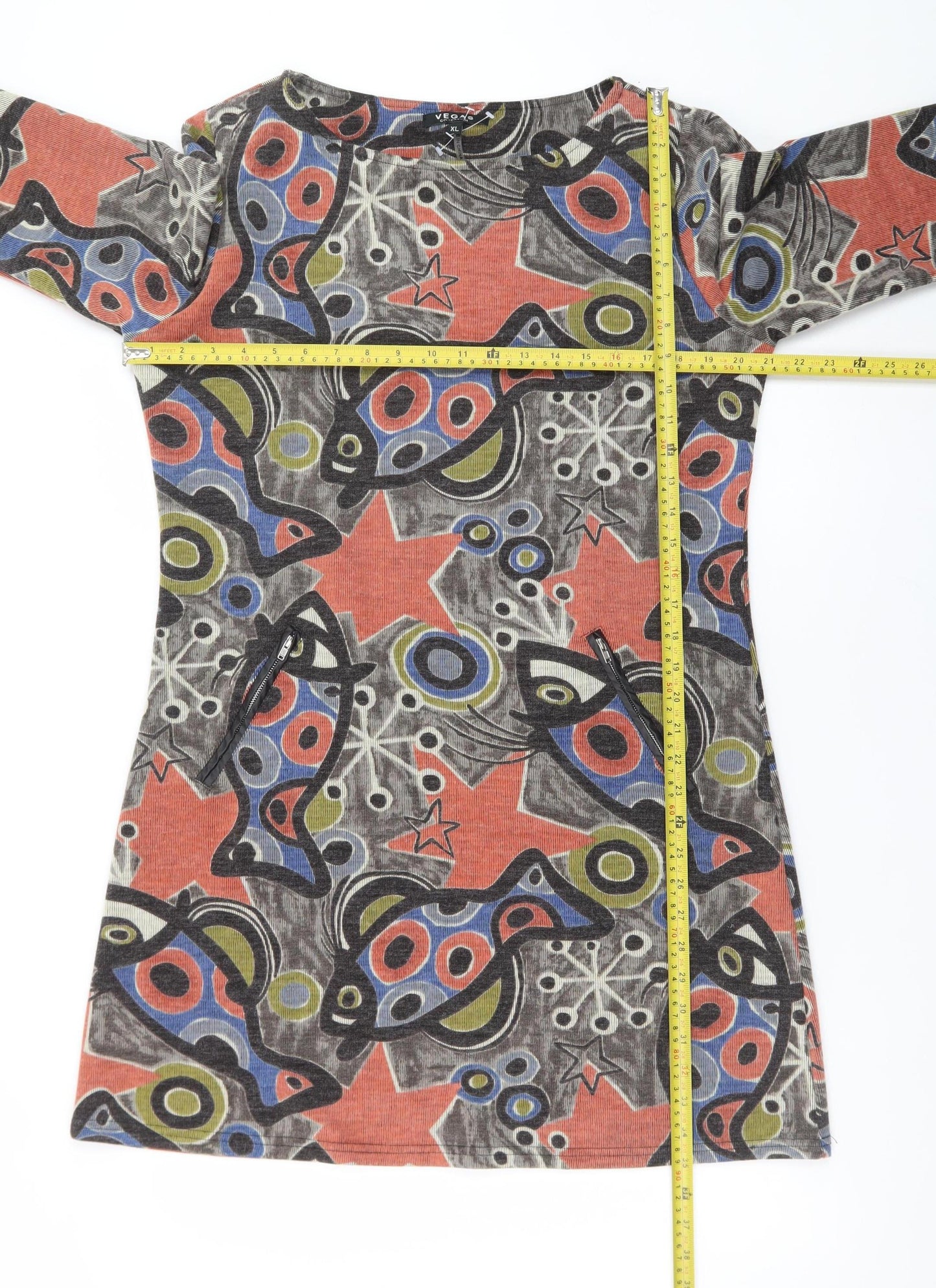 Vegas Collection Women Multicoloured XL Shift Dress Retro Print