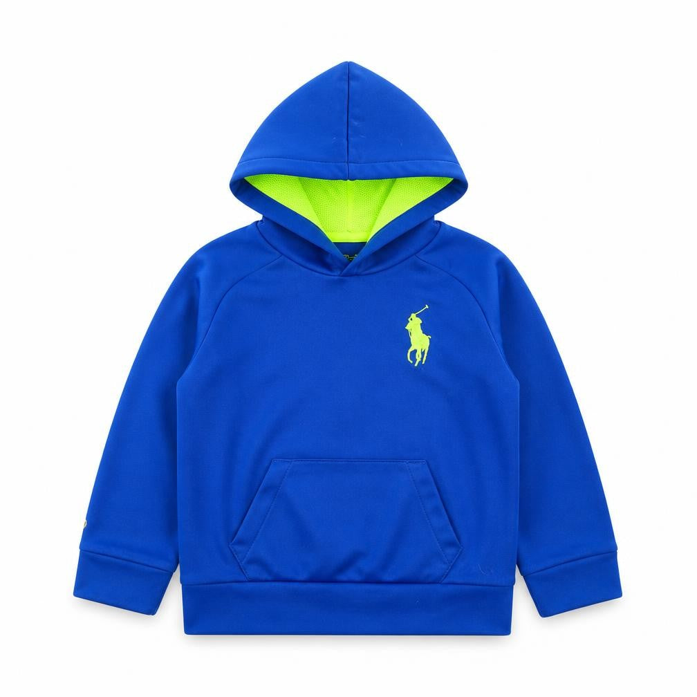 Polo Ralph Lauren Boys Blue Hoodie Size 5 Pullover Fleece Logo Design