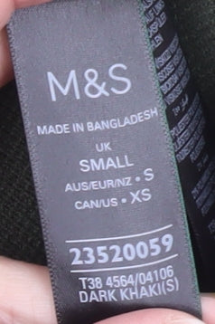 Marks and Spencer Women’s Green Cardigan Small Tight-Knit Crew Neck
