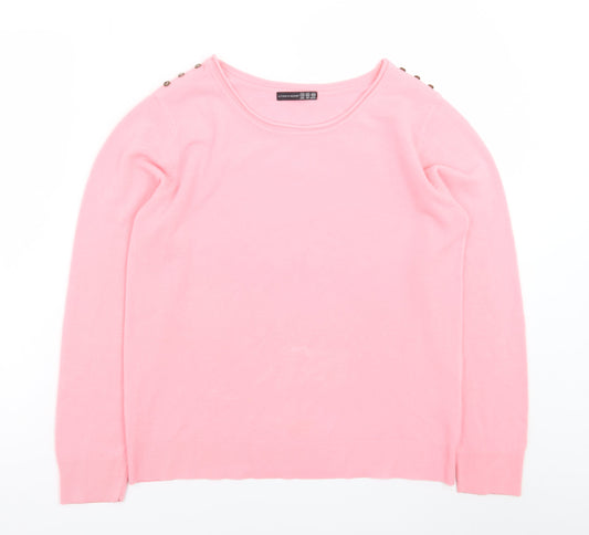 Atmosphere Women Pink Crew Neck Long Sleeve Pullover Jumper Size 14