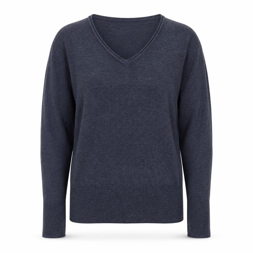 Marks & Spencer Per Una Women's Blue Wool V-Neck Jumper Size 12