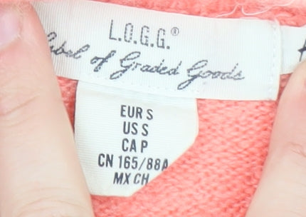 L.O.G.G. Womens Pink Mickey Mouse Crew Neck Pullover Jumper Size 8