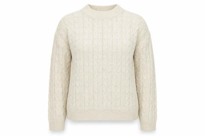 Mango Womens Ivory Cable-Knit Cotton Blend Jumper Size 8