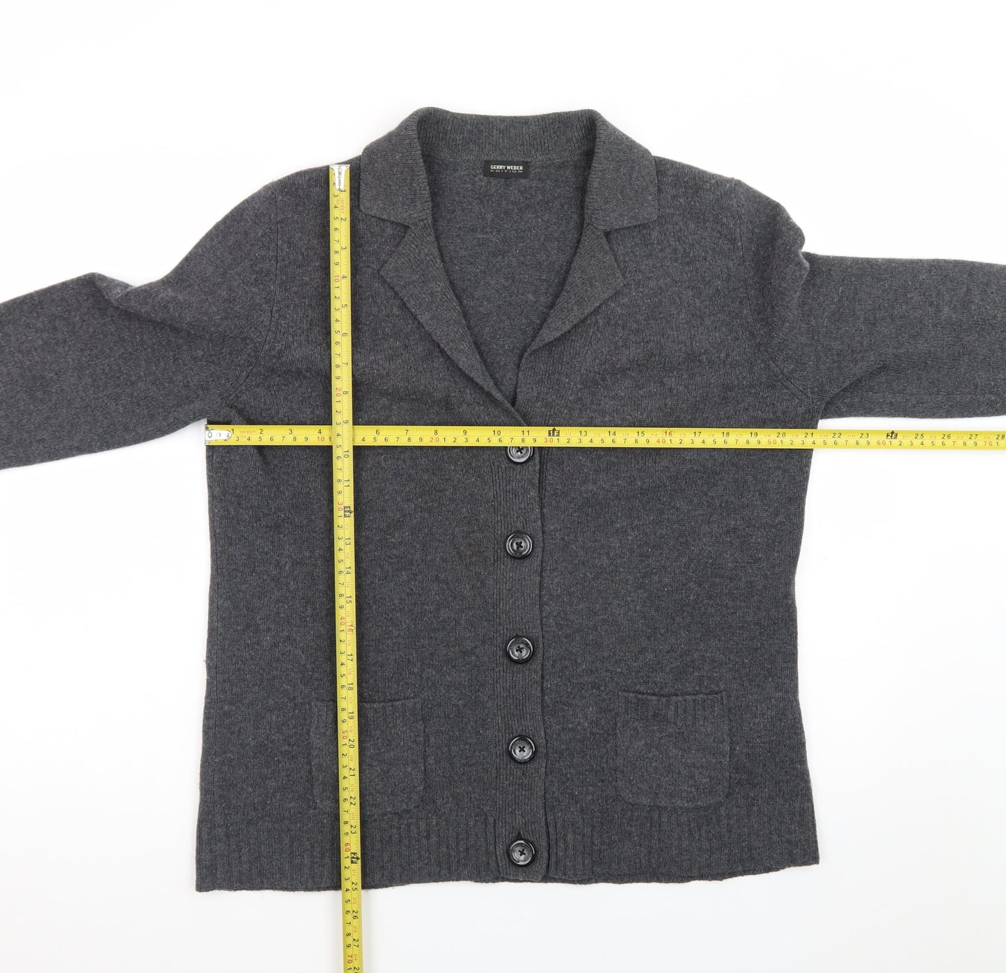 Gerry Weber Women’s Grey Wool Collared Long Sleeve Cardigan Size 18