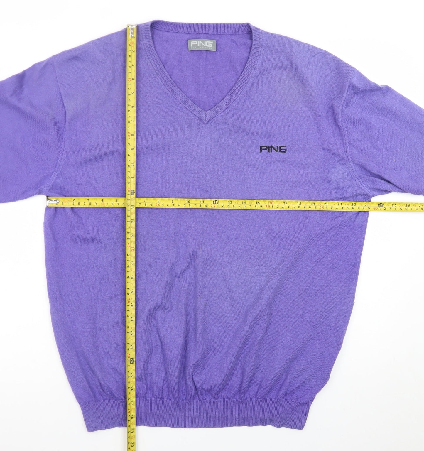 PING Men’s Purple V-Neck Cotton Blend Golf Jumper XL