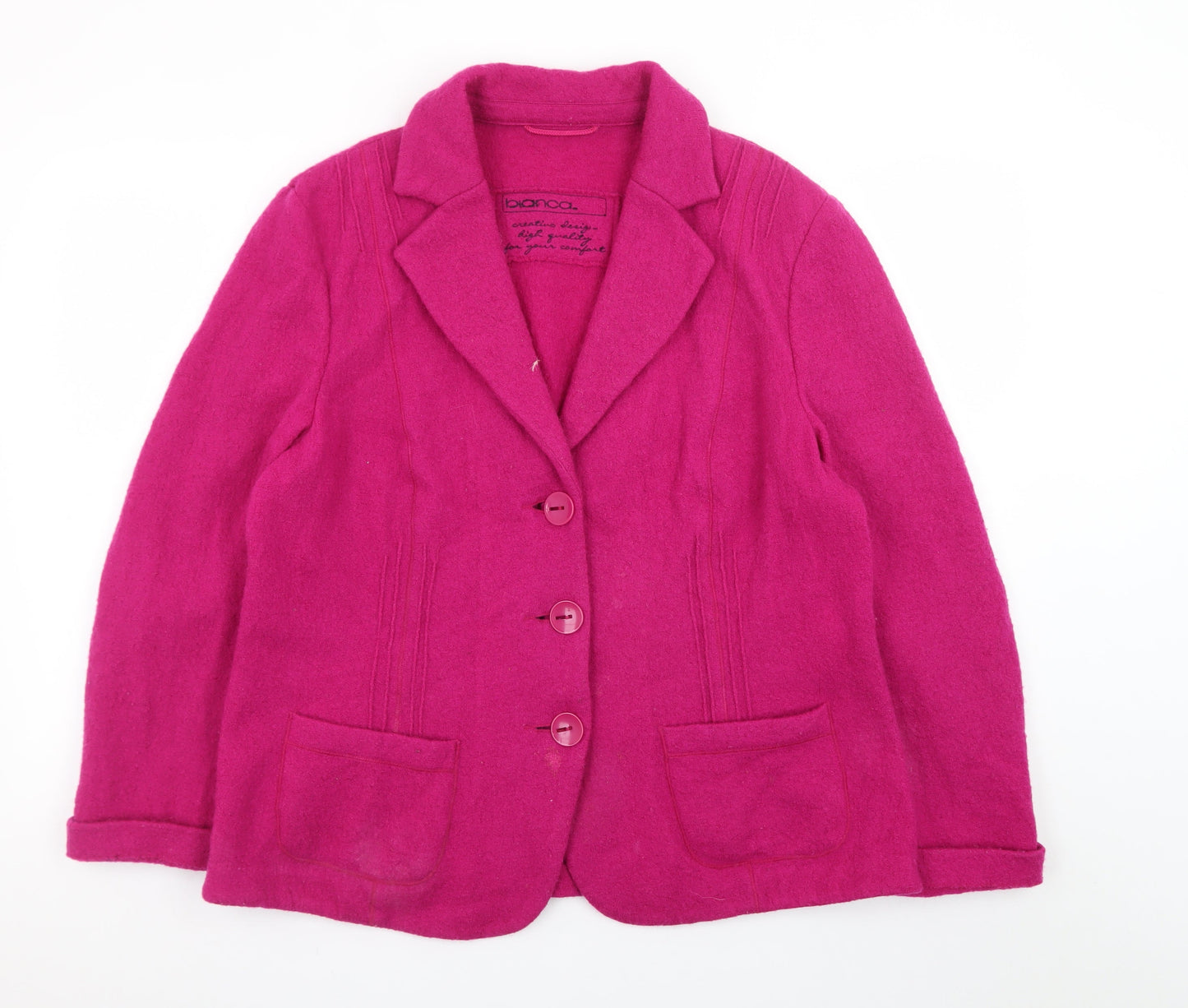 Bianca Women’s Fuchsia Wool Blazer Jacket Size 18 Classic Style
