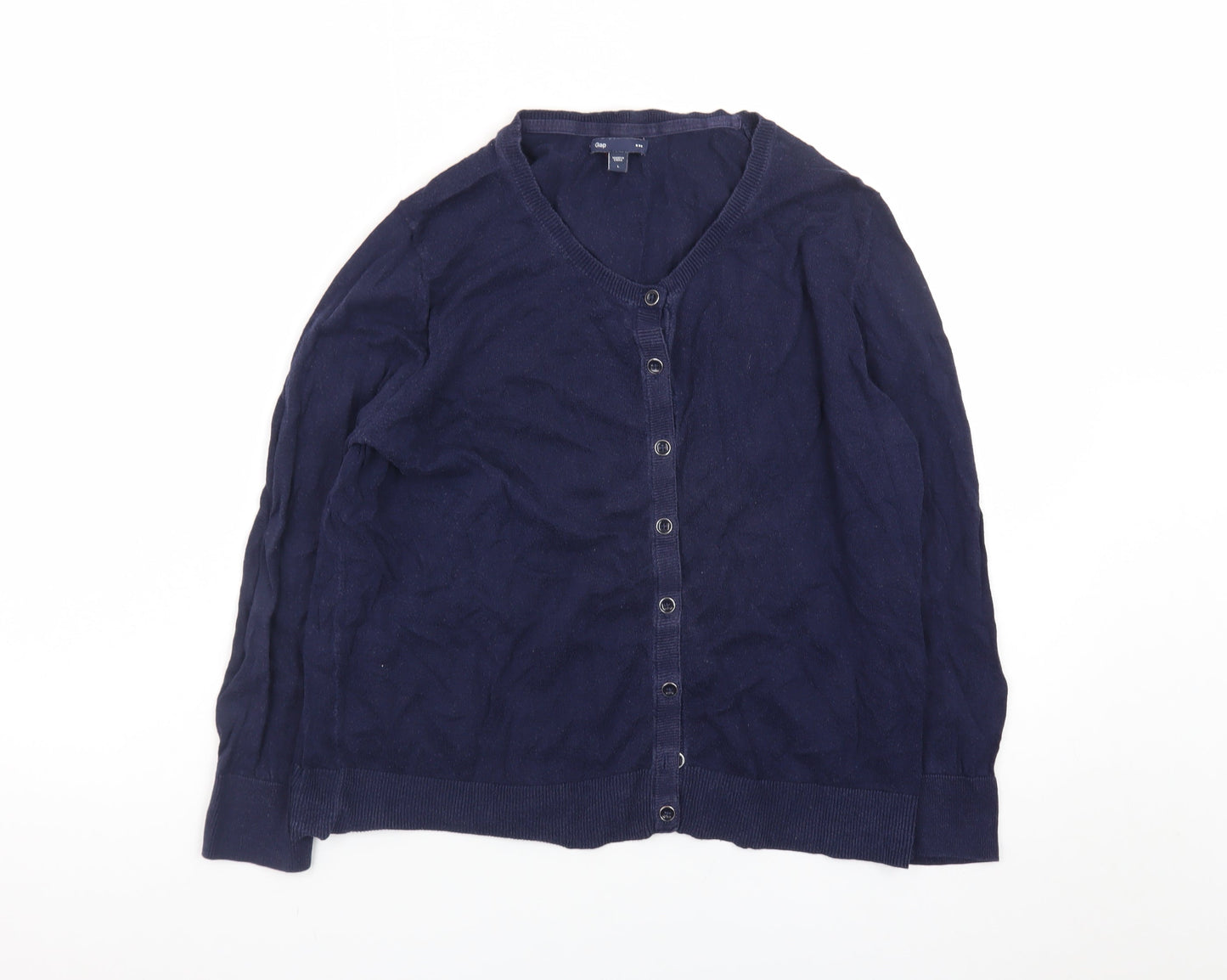 Gap Womens Blue Cotton V-Neck Button Cardigan Size L