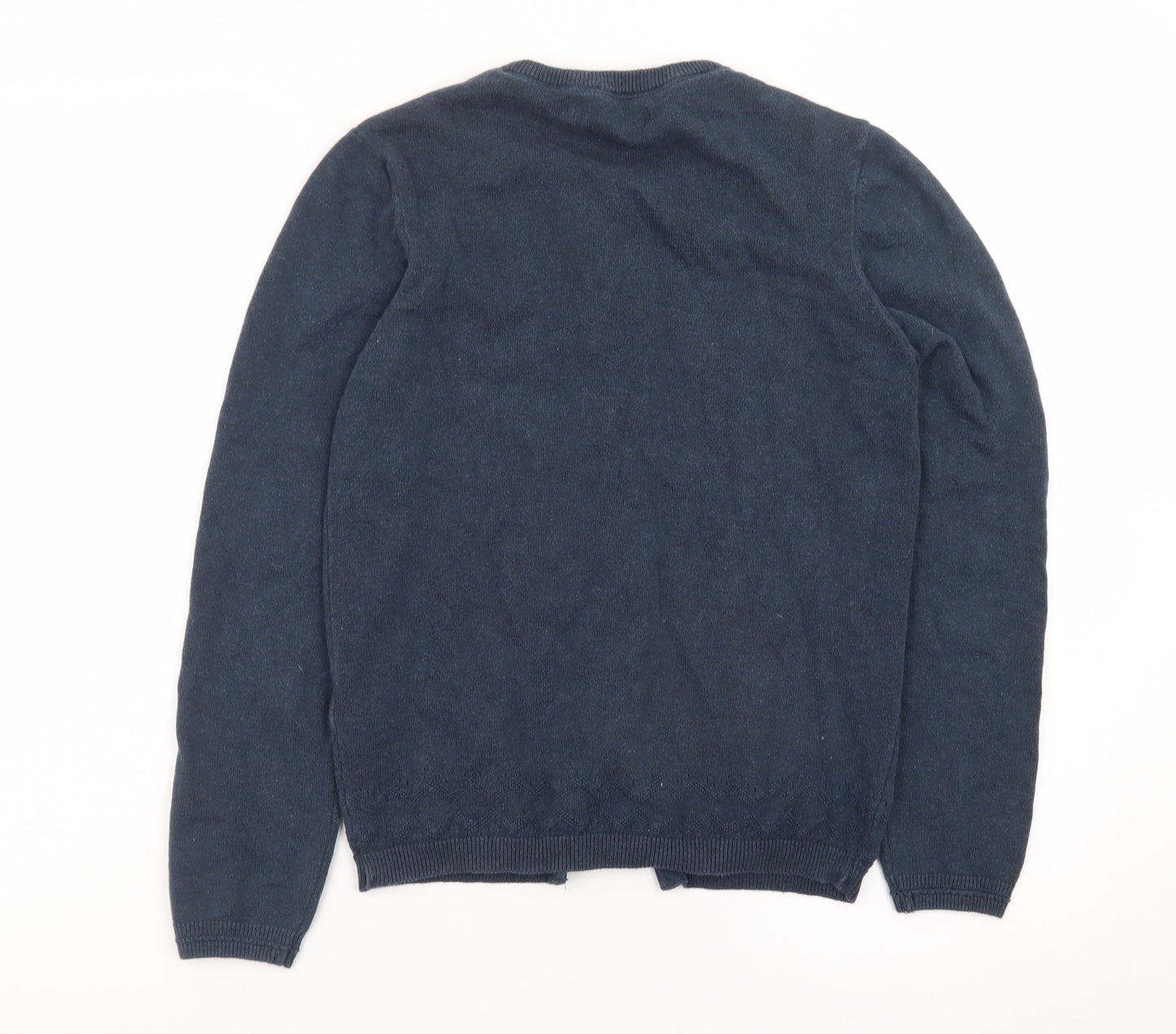 Brakeburn Womens Blue Crew Neck Button Cardigan Size M