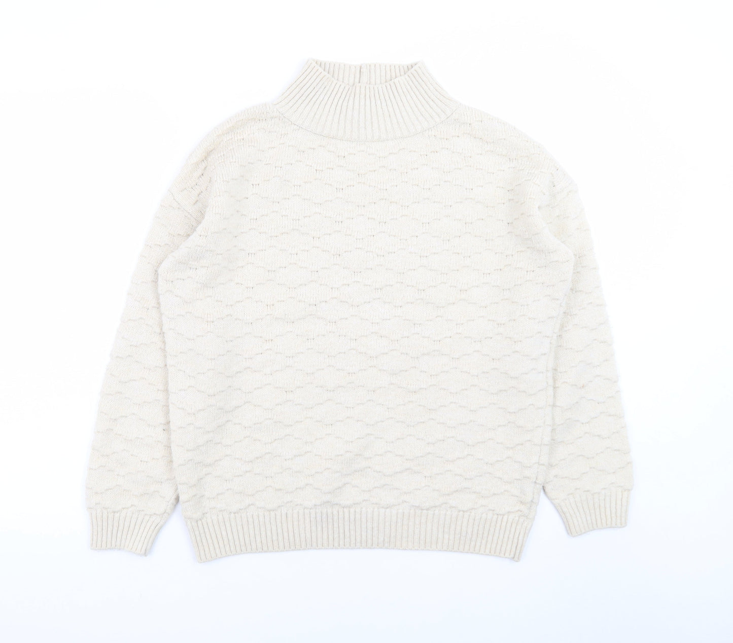 Next Women Ivory Mock Neck Knit Jumper Size M