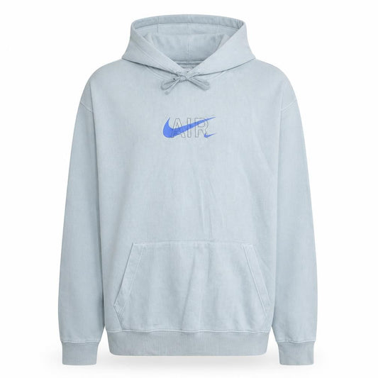 Nike Men's Grey XL Pullover Hoodie with Blue Air Logo Graphic