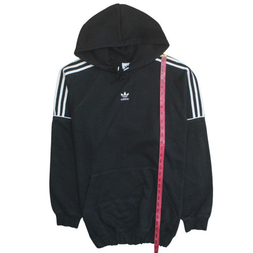 Adidas Womens Black XL Pullover Hoodie with Logo and Stripes